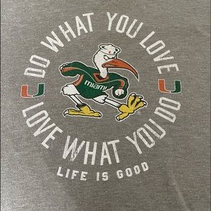 Women’s Life is Good UM T-shirt. Long sleeve Grey.